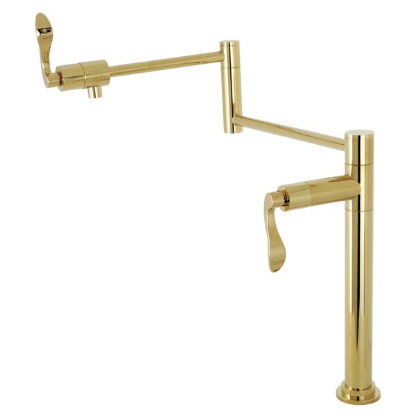 Deck Mount Pot Filler, Polished Brass